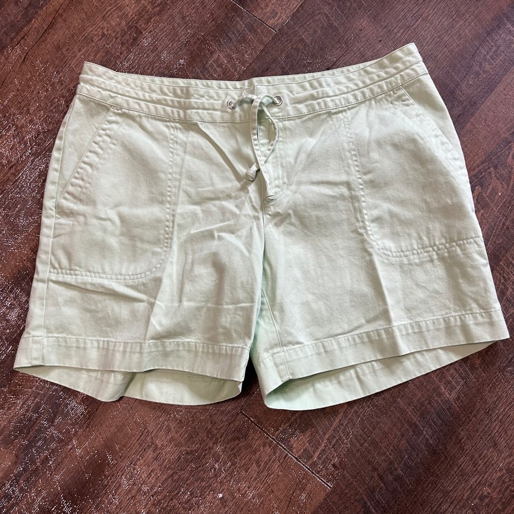 Tommy Hilfiger Mint Green Cotton Twill Shorts Womens Size 16 Drawstring Waist‎